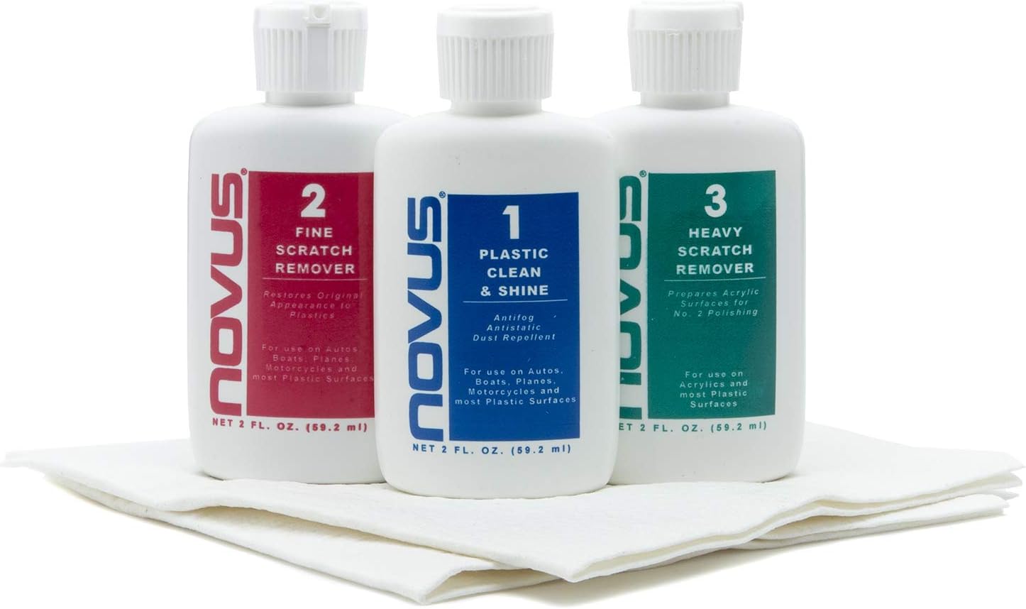 Novus Plastic Polish Kit 1&2 x 59,20 ml (2 once) + 4 wipes, 2 Ounce