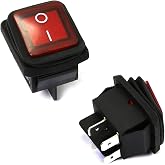 E-outstanding 2 PCS ON/Off 4 Pin 2 Position Boat Rocker Switch with Red Indicator Light Waterproof 16A/250V 20A/125V AC