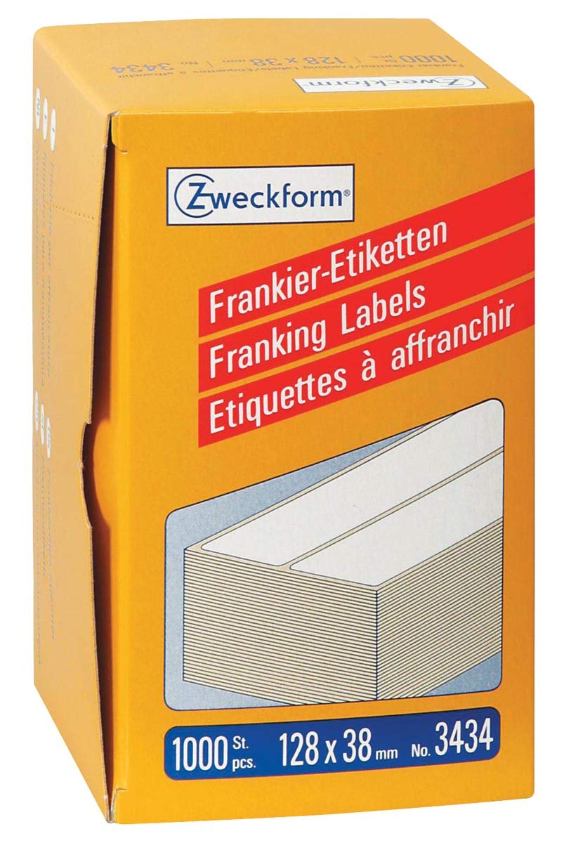 Avery Zweckform 3434 Franking Labels 128 x 38 mm 1 Pack of 1000 Labels White