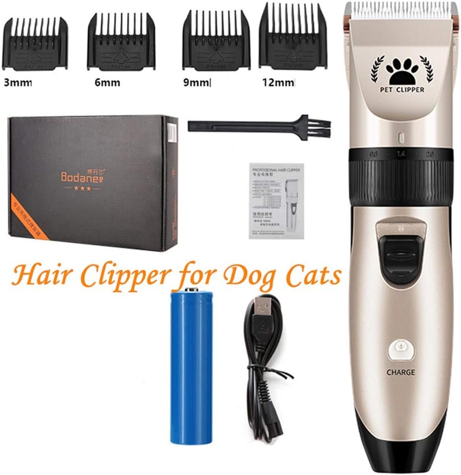Dog Hair Clippers, Cnebo Pet Grooming Electric Shaver with USB Rechargeable Professional Cordless Hair Clippers, Low Noise Dog Beauty Trim Set