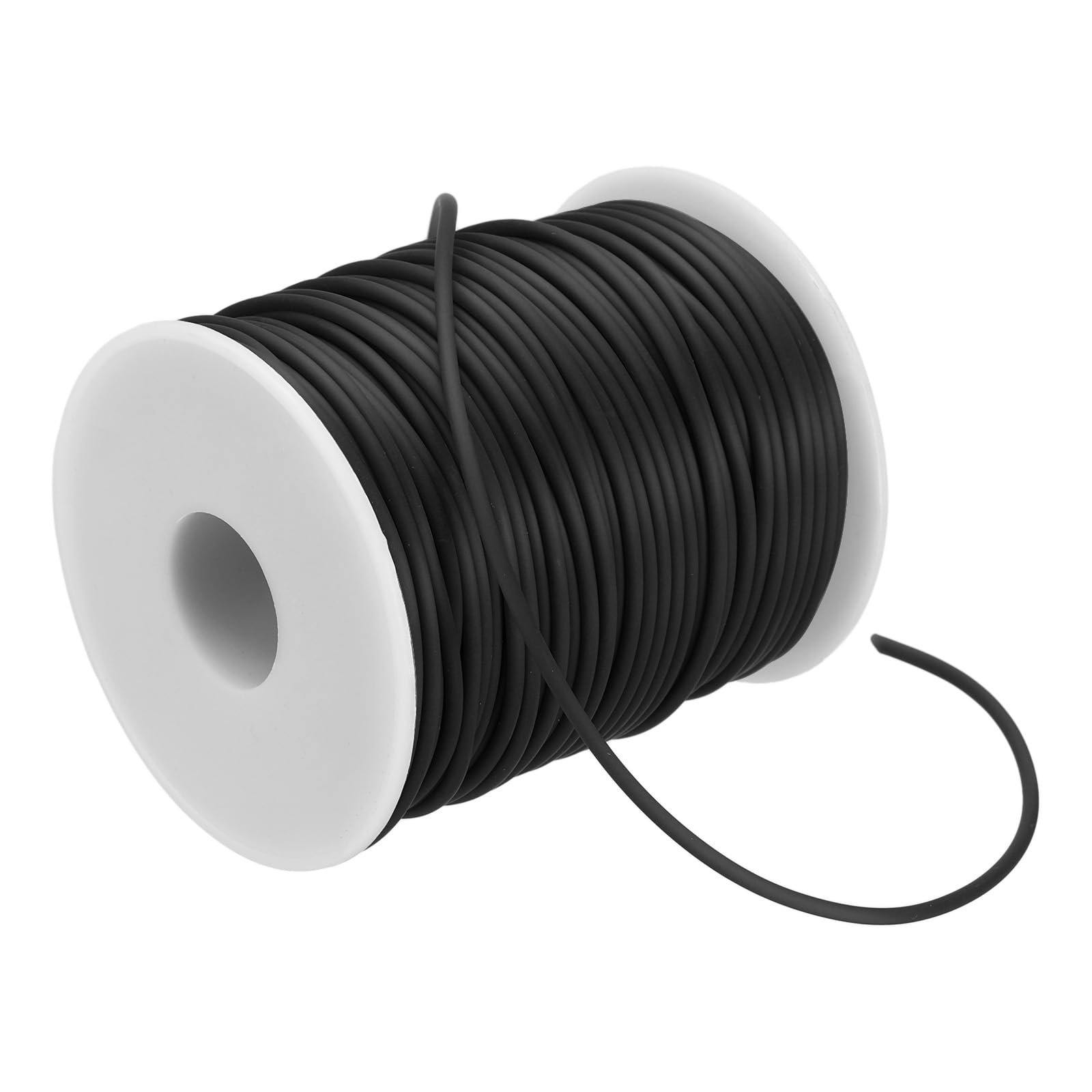 PATIKIL Hollow Pipe Rubber Cord 55 Yards 2mm, PVC Rubber Tube Cord 1mm Hole with Plastic Spool for Knitting Beading DIY Craft, Black