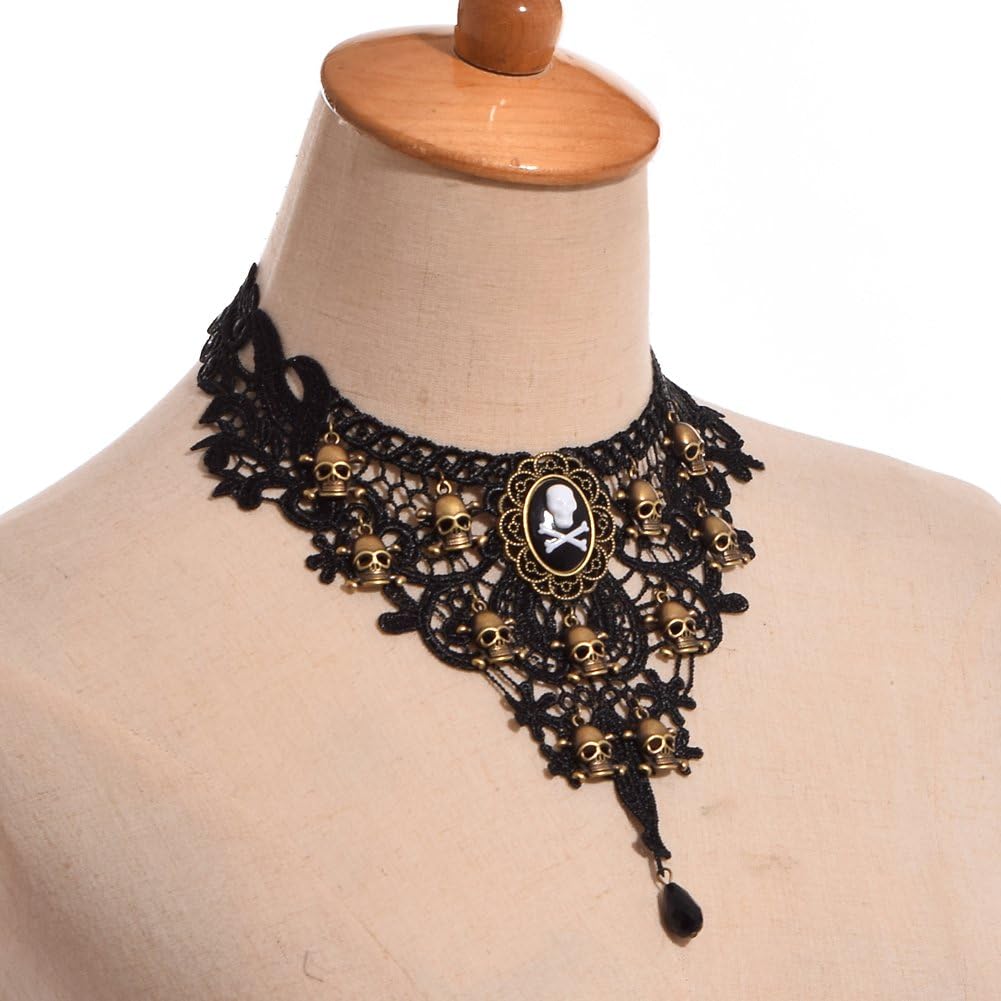 BLESSUME Steampunk Lace Choker Necklace (B) - Image 3