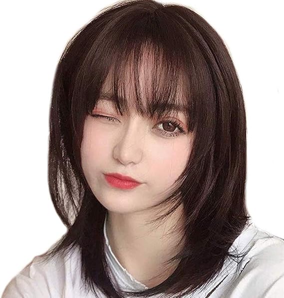 Amazon ボブ ウィッグ セミロング ミディアム フルウィッグ ロング レディース かつら 女装 自然 Wig ワンカール 小顔効果 ストレート 医療用 ネット付き 前髪 ぱっつん 原宿系 ロリータ 黑 中位長 内掛け Yiqi フルウィッグ 通販