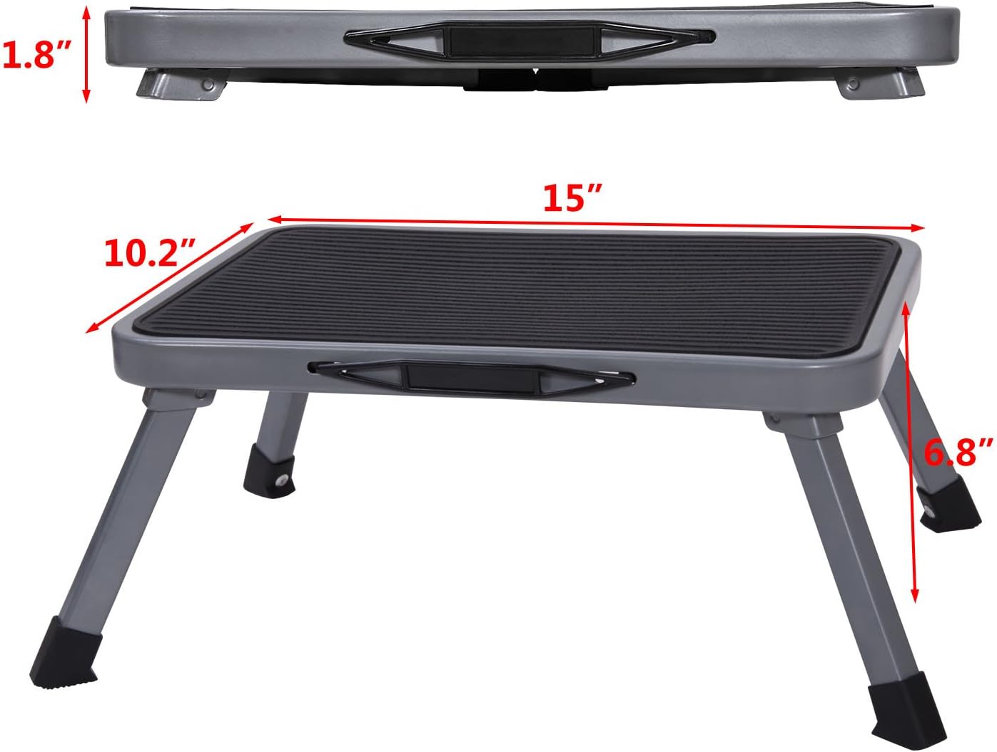 Ollieroo Step Stool Portable Lightweight Folding Steel Step Ladder with Non Skid Rubber Platform One Step 330-Pound Capacity: Home & Kitchen