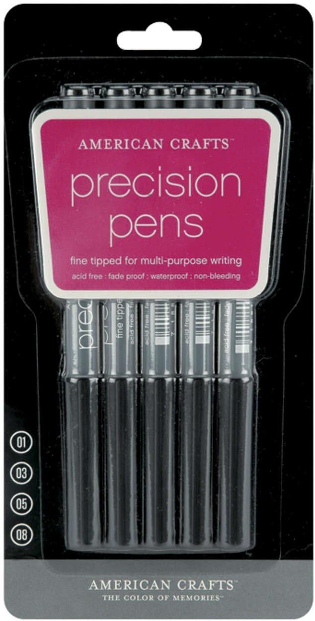 American Crafts Precision Pens 5/PkgBlack Everything Else
