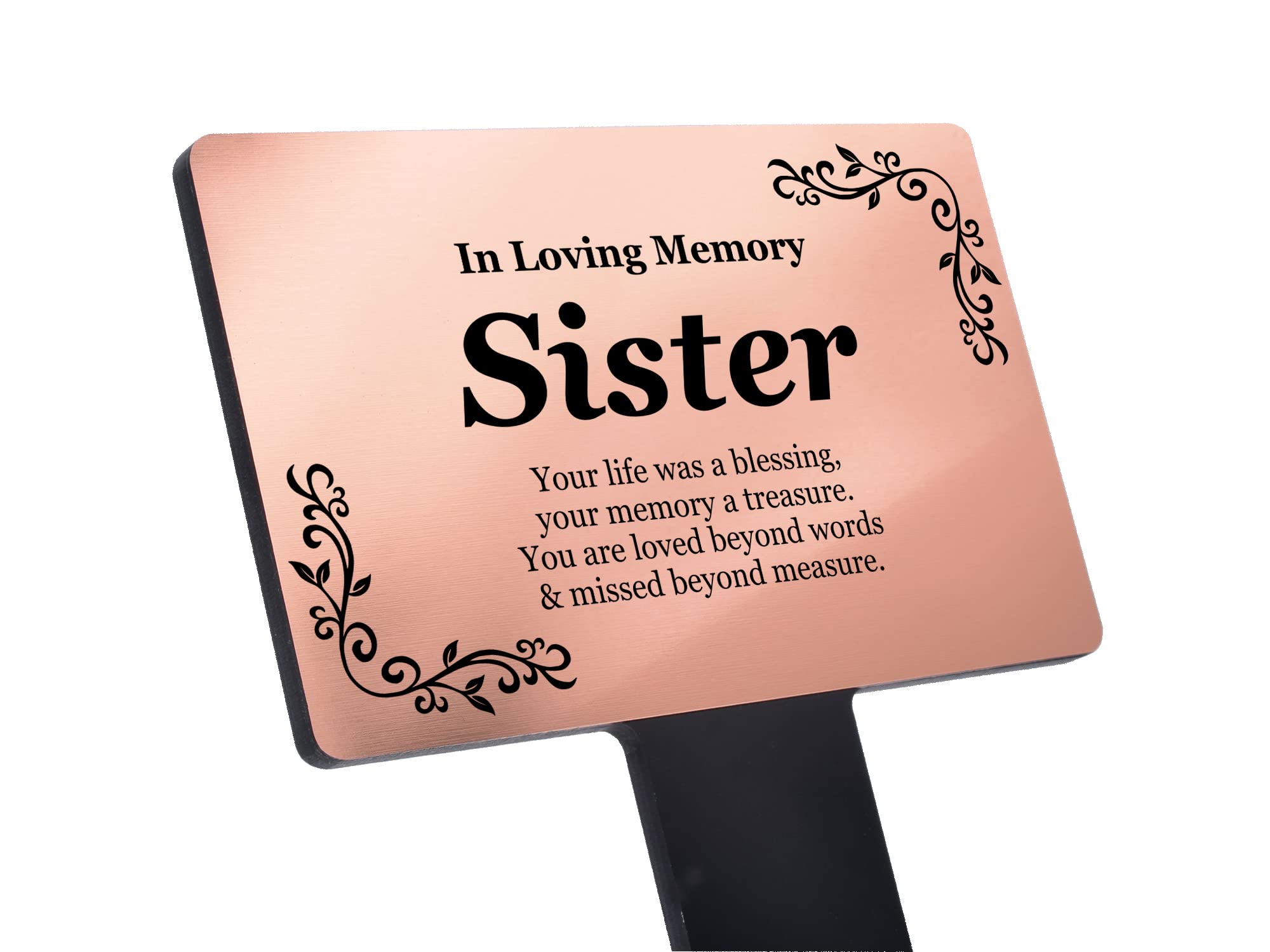 Sister Memorial Remembrance Plaque Stake - Copper and Black Acrylic, Waterproof, Outdoor, Grave Marker, Tribute, Plant Marker