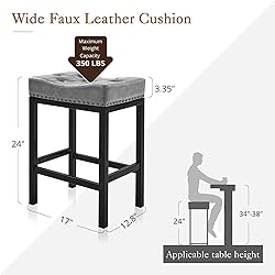 LUE BONA Counter Height Bar Stools, 24 Inch Saddle