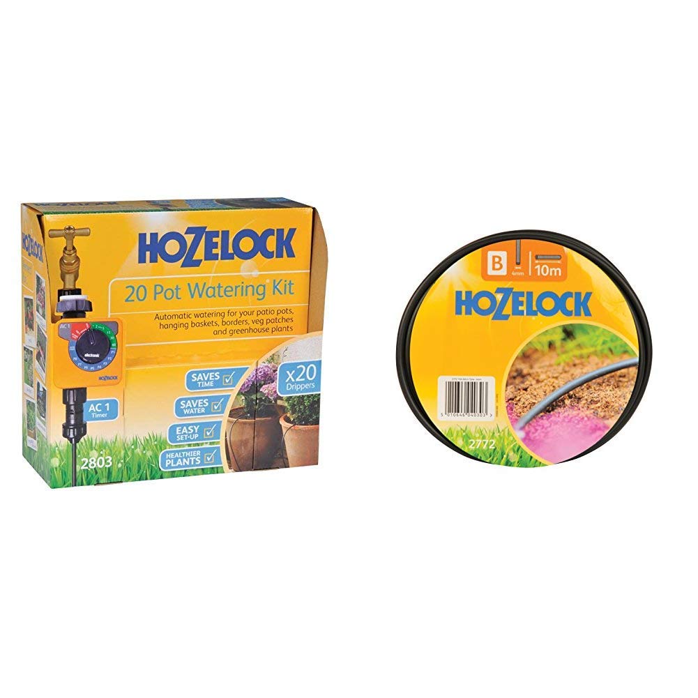 HOZELOCK - Drip Watering Kit 20 Pot and Micro Irrigation Hose ø 4mm 10 m