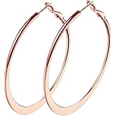 Rose Gold Hoop Earrings for Women, Fashion Round Lightweight Hoops Earrings Gift White Gold Rose Gold Plated 40mm - 50mm - 60mm