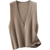 jinghuiyue Womens Deep V Neck Sweater Vest Casual Knitted Tank Tops Sleeveless Sweater Ribbed Pullover Knitwear
