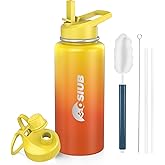 Insulated Water Bottle 32 oz, Triple Wall Vacuum Stainless Steel(Cold for 48 Hrs),Leak Proof & BPA-Free,Simple Modern Water Bottle with Drink-Through Lid & Flip Straw for Sports & Travel, Sunset