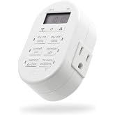 myTouchSmart Plug-in Digital Timer, 1 Grounded Outlet, White | Auto Adjust Sunrise/Sunset, 8 Custom On/Off Times, Battery Backup, For Indoor Use, Plug-in Timer for Electrical Outlets