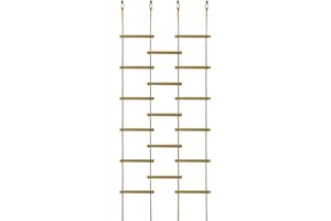 NBLOVE Innovative Rainbow Kids' Wooden Rope Ladder - 3/4/5-Group Connectivity, 14-Inch Wide, Ideal Ninja Warrior Accessory for Tree, Swing & Play (Set1: 3-Interlinked Natural Wood Ladders)