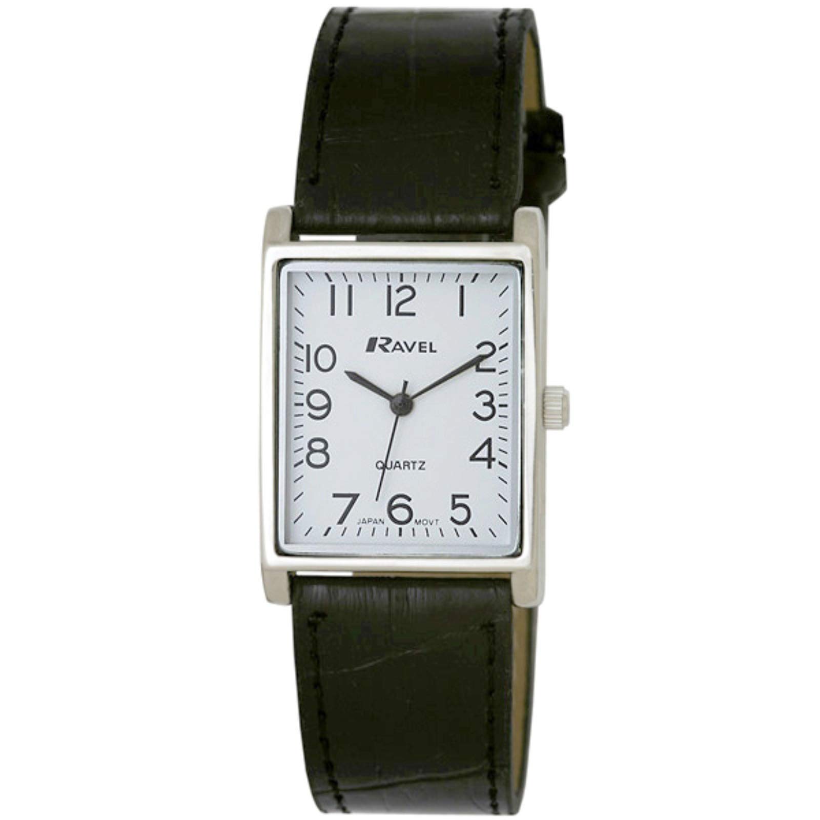 Ravel - Unisex Traditional Rectangular Watch with Clear Numeral Dial