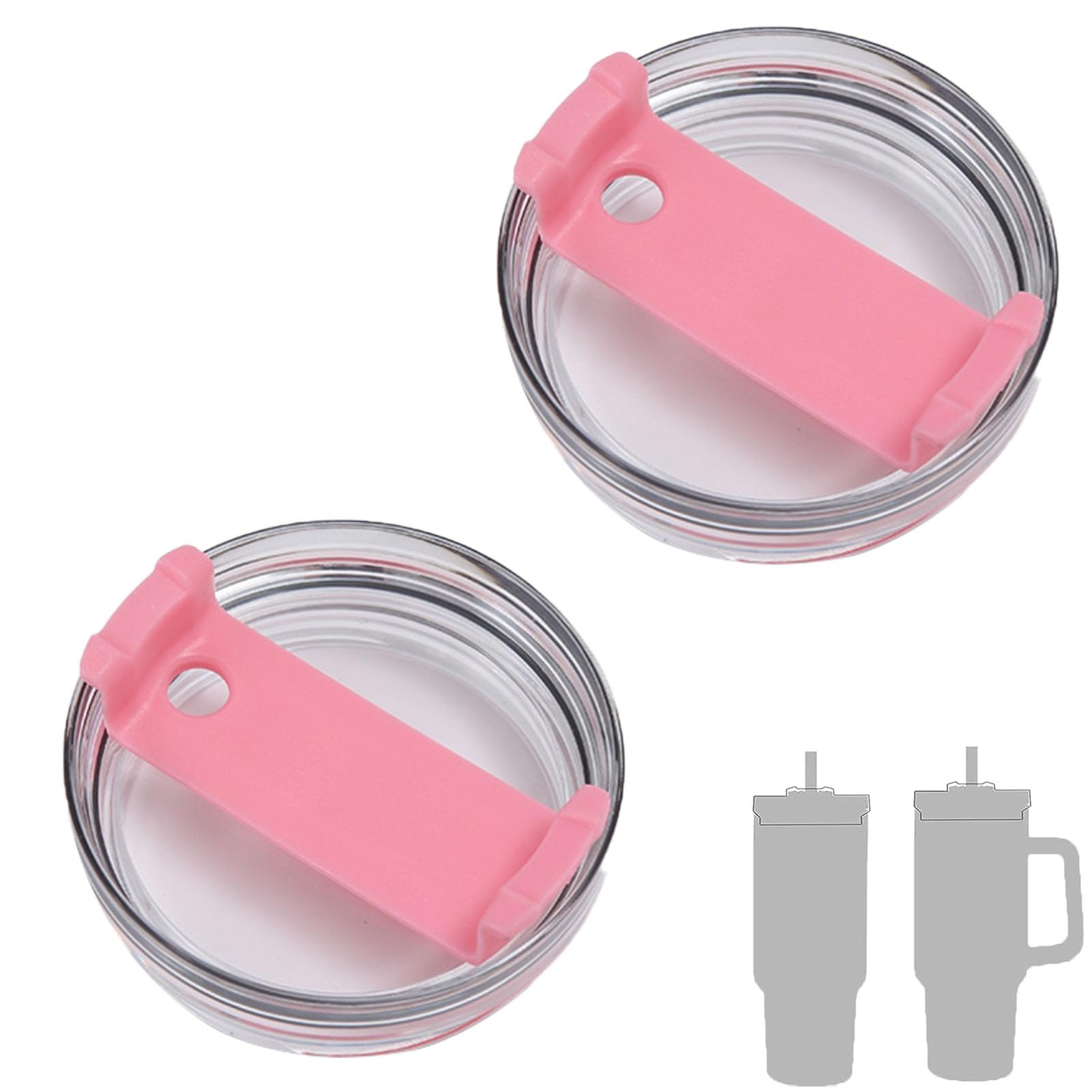 Photo 1 of 40 OZ Tumbler Lid Replacement, 2 Pack Replacement Lids Fit for Travel Tumbler, Spill Proof Tumbler Covers for Cup Accessories (Pink)
