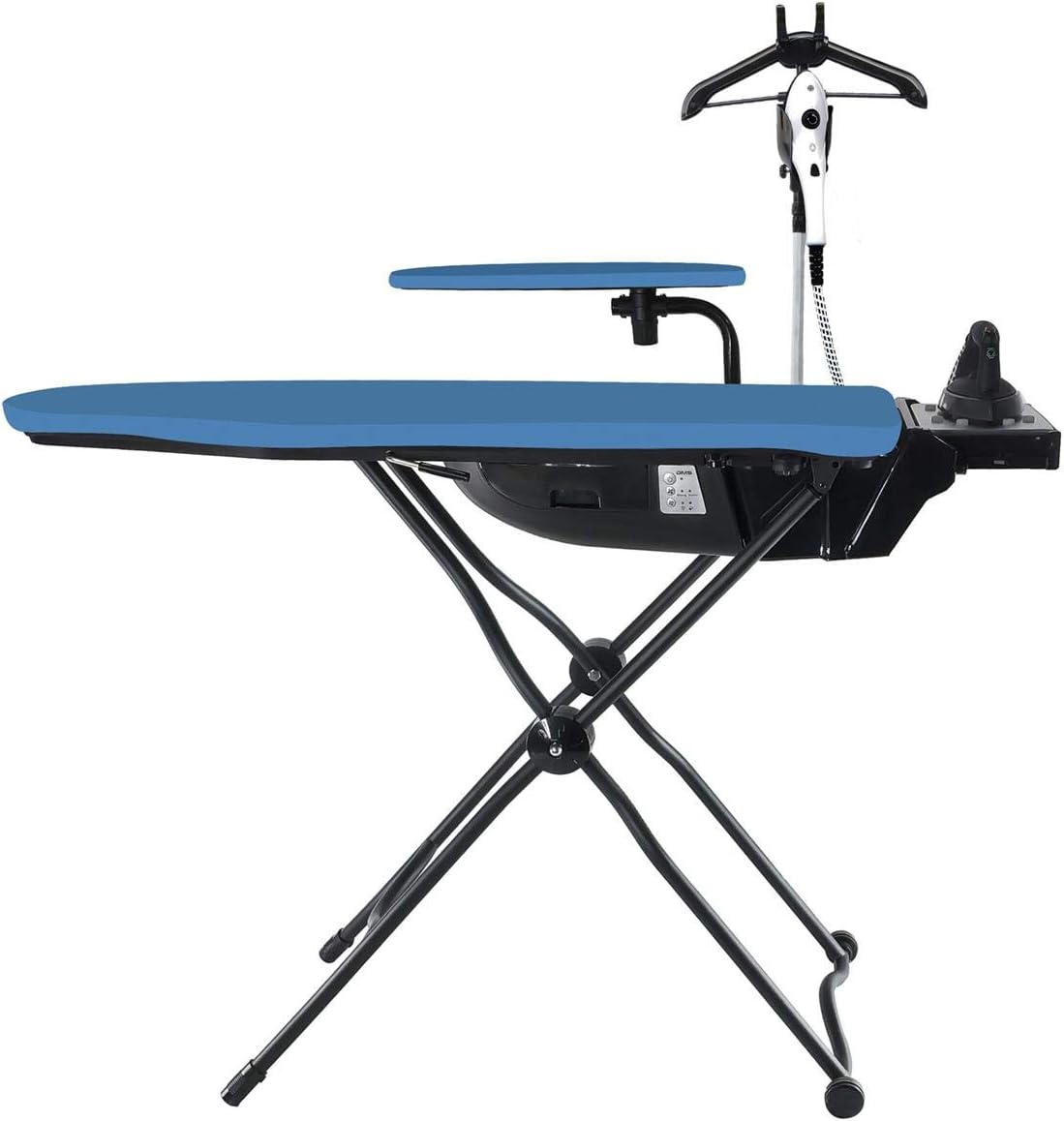 DMS Aktiv-Bügeltisch Bügelkomplettsystem | Dampfbügelstation mit Bügeltisch | Bügelstation mit Bügelbrett | mit Ärmelbrett | XL Dampfbügelsystem | Dampfdruck 5.5 Bar | 2200 Watt | KBS-2200 (Schwarz)