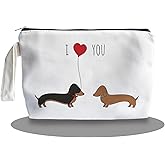SQQCMM Dachshund Gifts Makeup Bag - Dachshund Themed Gifts for Lovers Girls Mom Women, Cosmetic Travel Bags for Women, Weiner Dog Canvas Zipper Makeup Bag
