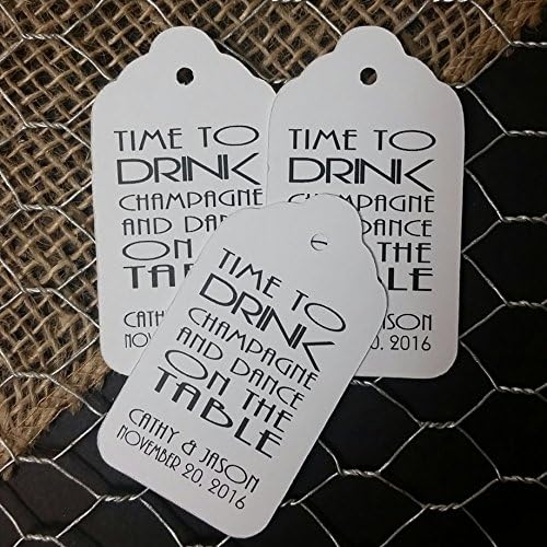 Time to Drink Champagne and Dance on the Table Personalized White card stock Favor Tag