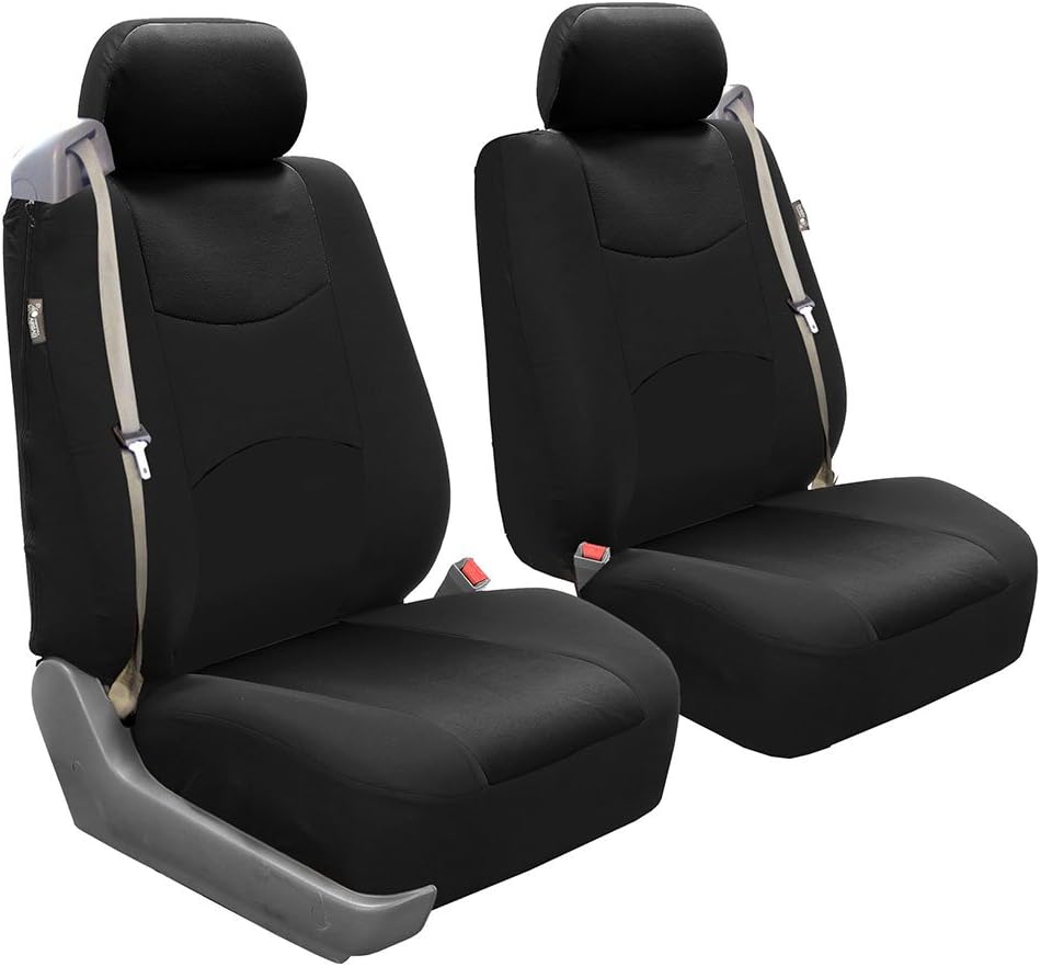 FH Group FB351102 All-Purpose Built-in Seatbelt Seat Covers (Black) Front Set – Universal Fit for Cars Trucks & SUVs