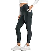 CRZ YOGA Fleece Lined Leggings Pockets 25'' - Thermal High Waisted Casual Lounge Workout Womens Yoga Pants Winter Warm
