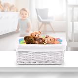 Woodluv White Small Woven Storage Basket with Removable Liner 30x18x12 cm view 5