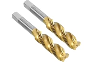 uxcell 2pcs Spiral Flute Thread Taps, 1/2-20 UNF H2 Screw Threading Tap, Titanium Coated 6542 High Speed Steel Machine Tappin