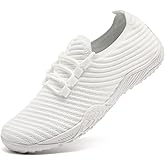 GLYGML Womens Barefoot Shoes Minimalist Walking Trainers Zero Drop Sole Slip On Yoga Casual Sneakers Lightweight Breathable Indoor House Shoes White Size US 9