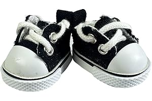 QIXINGWISE 17cm Dolls Shoes, Lace-Up Canvas Sneakers Mini Shoes for 17cm Dolls, Fingerboard Shoes, Mini Finger Shoes, Clothing Accessory for 6.7in Dolls (1 Pair of Black)