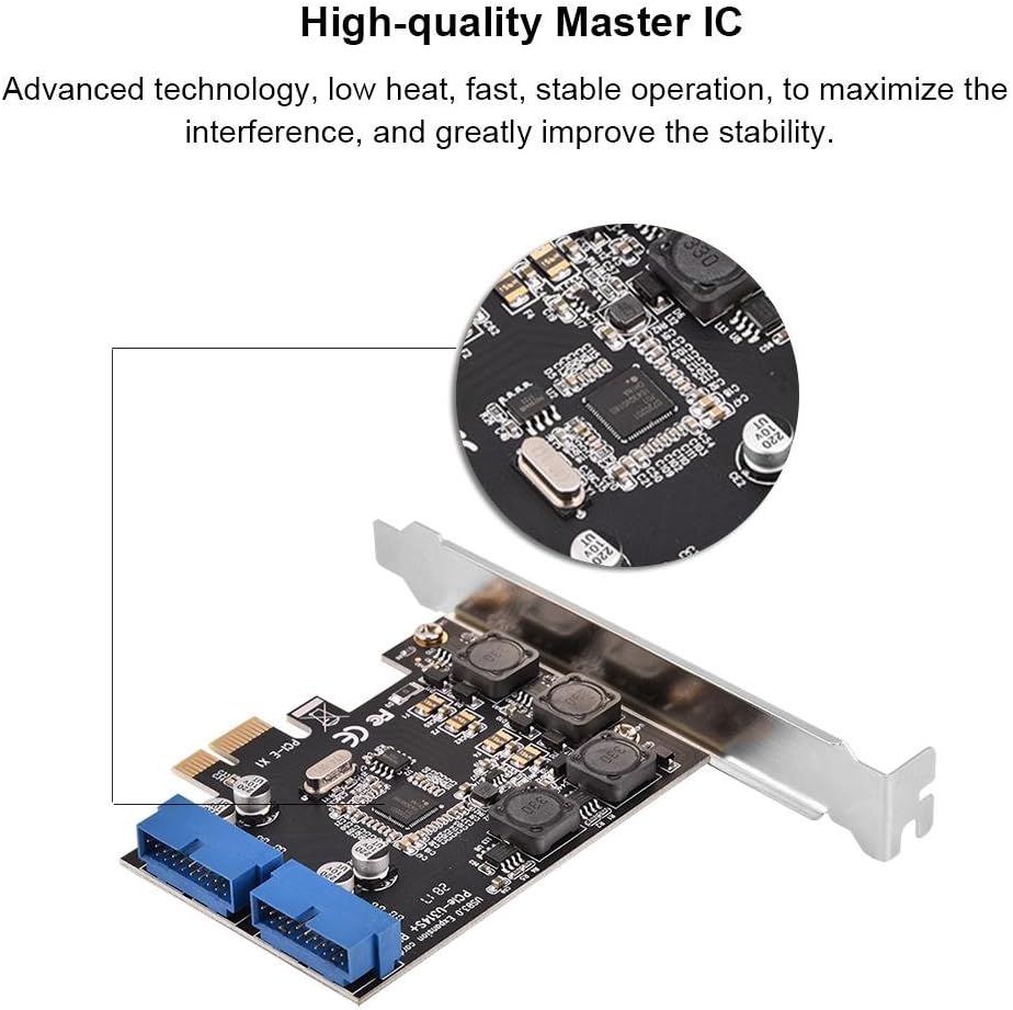 Header USB 3.0 Card Adapter, 2 Port 19Pin PCI-Express to Internal Header USB 3.0 Card Adapter with Low Profile, Pcie Usb 3.0 Card - Image 5
