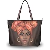 Woman Tote Bag Shoulder Handbag African American Woman for Work Travel Business Beach Shopping School