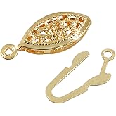 Coufce 40pcs Pearl Necklace Clasps for Jewelry Making, Fish Hook Clasp for Necklace Bracelet Closures, Oval Jewelry Slide Clasps for Bracelets and Necklaces