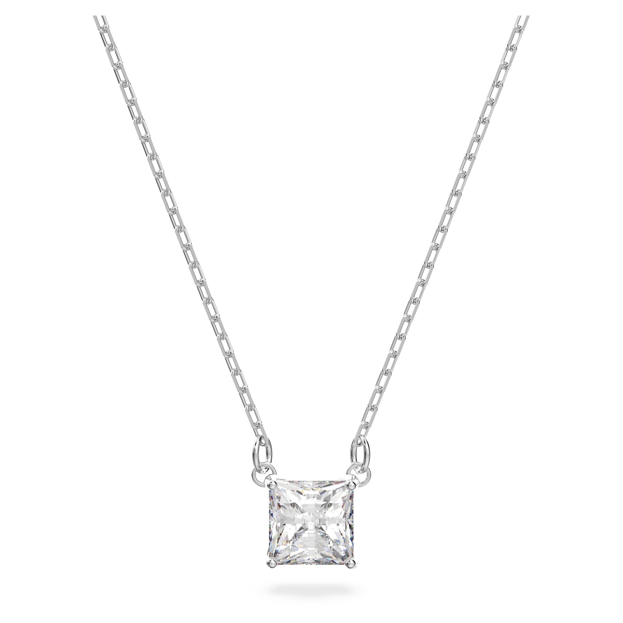 Swarovski Attract necklace, Square, White, Rhodium plated