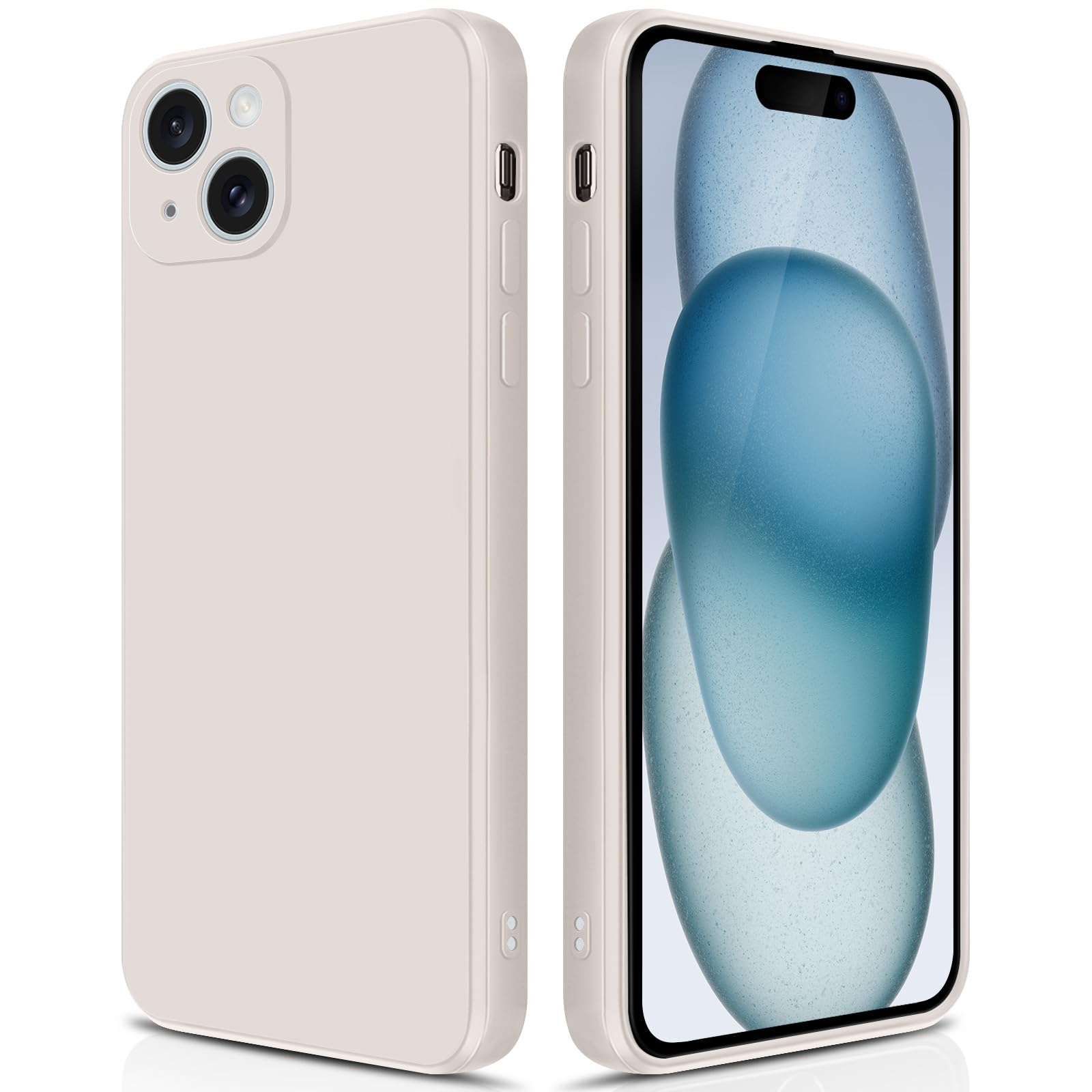 GiiYoon Case Compatible with iPhone 15, Silky-Soft Touch Full-Body Protective Phone Silicone Case, Shockproof Cover with Microfiber Lining, off white — image 1