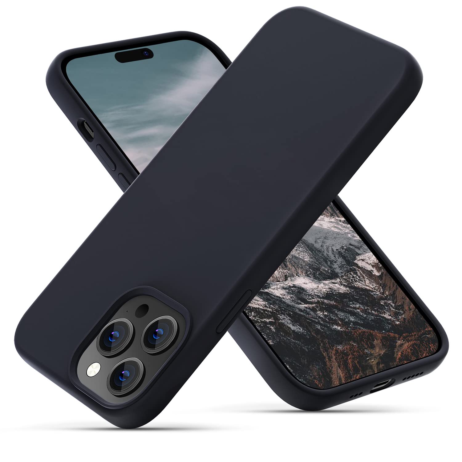 OitiYaa Silicone Case Compatible with iPhone 14 Pro Case 6.1 Inch, Soft Ultra Slim Protective Shockproof Liquid Silicone Phone Case with Anti-Scratch Microfiber Lining,Black — image 1
