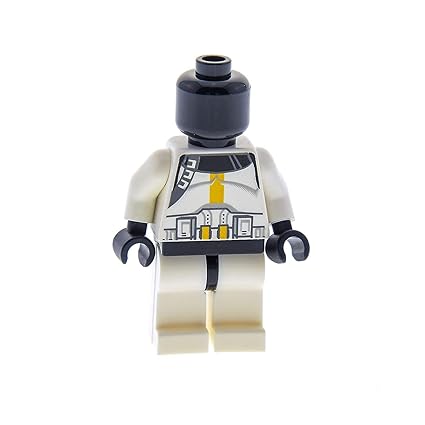 Bausteine gebraucht 1 x Lego System Figur Star Wars Clone Trooper Ep.3 Star Corps Trooper Weiss gelb Kopf schwarz ohne Helm E