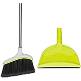 Casabella Basics Angled Set, Silver/Green, Broom with Dustpan