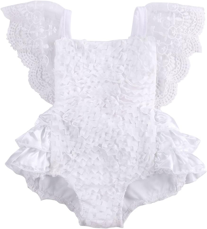 Newborn Baby Girls Lace Floral Cake Bodysuit Romper Jumpsuit Backless Sunsuit Outfits