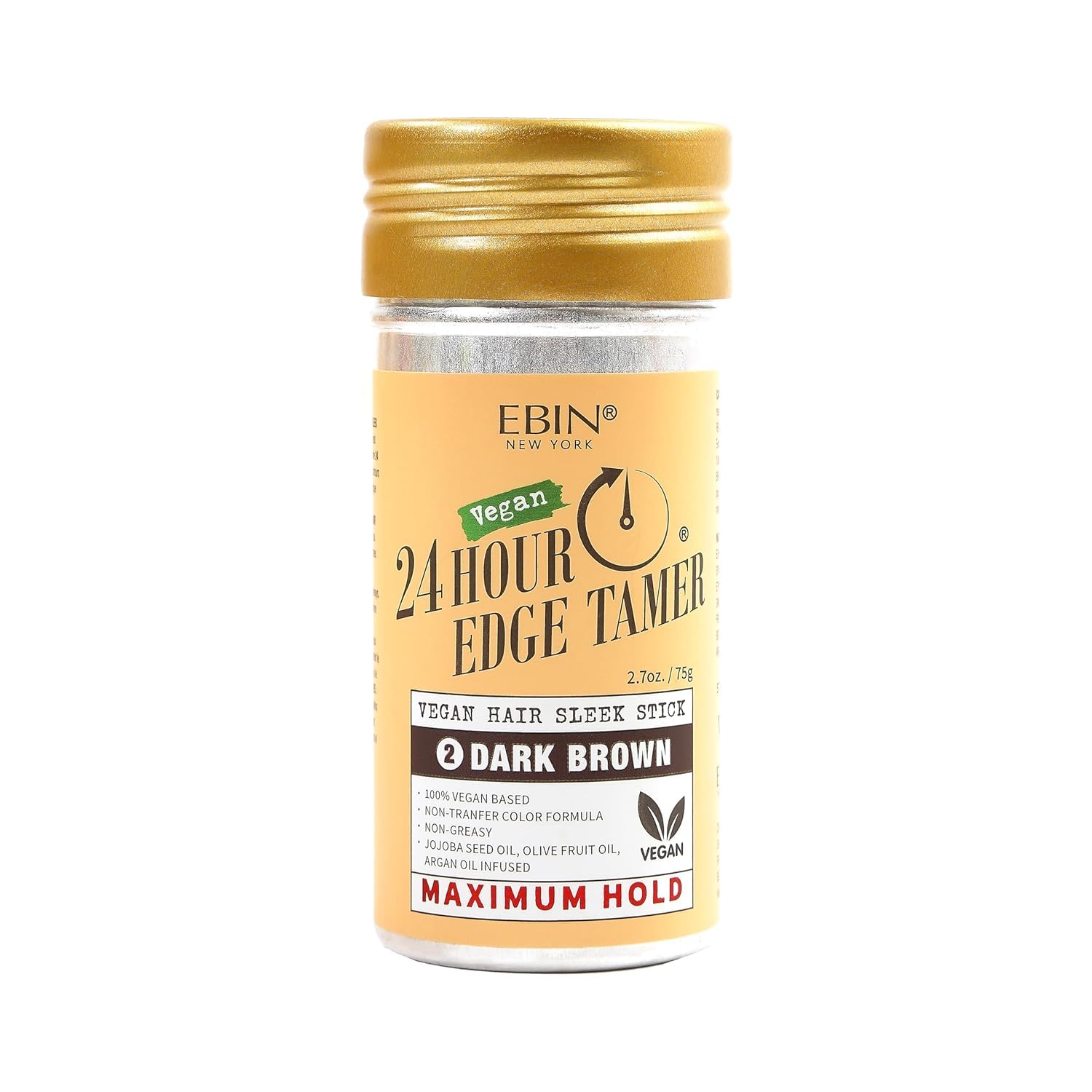 EBIN NEW YORK 24 Hour Edge Tamer Vegan Hair Sleek Stick (2.7oz/75g) - Dark Brown