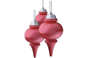 Xodus Innovations WP680-3 Battery Powered 8 inch LED Finial Ornaments, Pulsing Action, Dusk Sensor (Pack of 3), Red