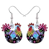 NEWEI Acrylic Cute Chicken Earrings Dangle Charms