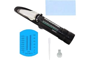 AOAUTO Professional Refractometer Saltwater Aquarium,High Accuracy Salinity Tester for Saltwater Aquarium, Marine Monitoring,Fish Tank 0-100 PPT with Automatic Temperature Compensation (ATC)
