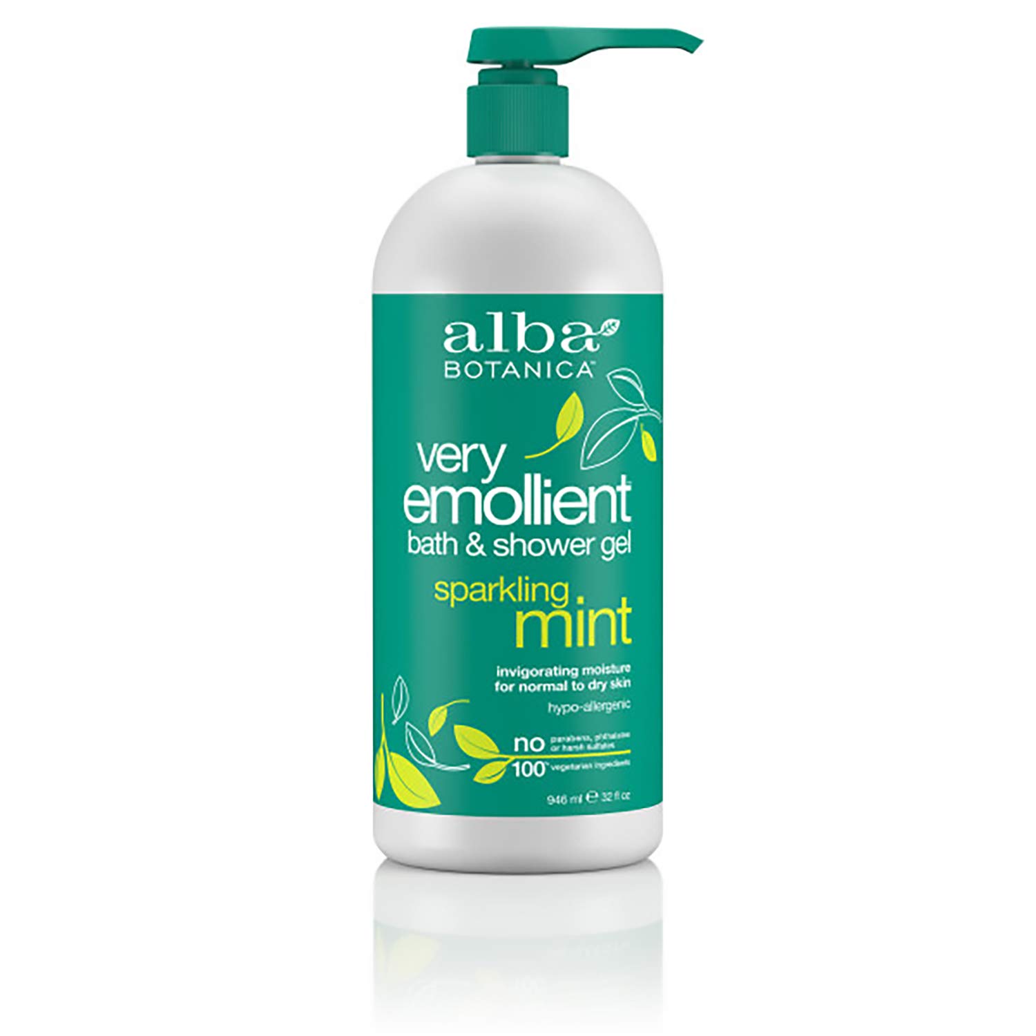 Alba Botanica Very Emollient Sparkling Mint Bath & Shower Gel, 32 oz.