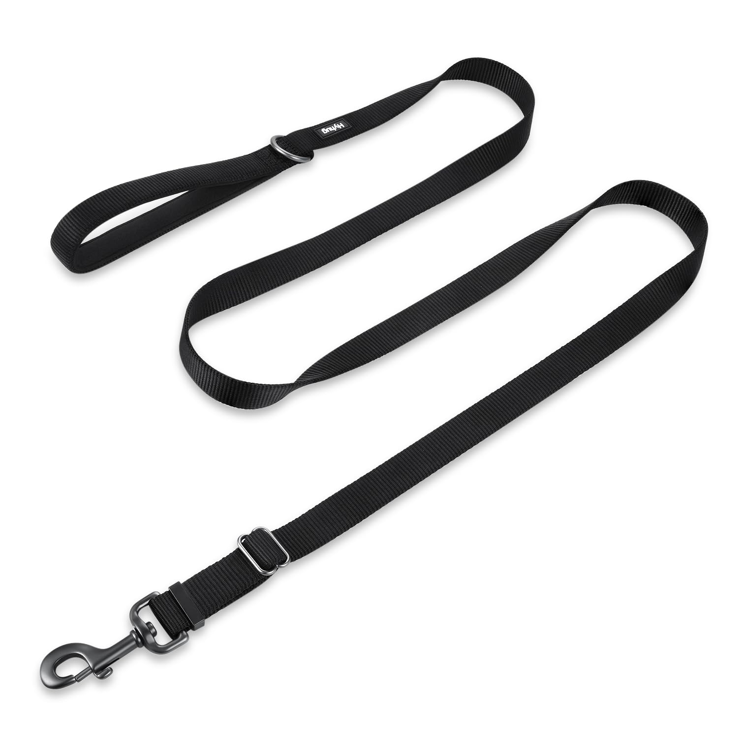 Hyhug Pets Upgraded Adjustable Between 4 Feet and 6 Feet Lead with Sturdy Nylon and Super Soft Neoprene lined Handle for Medium Large Giant Dogs. (Large, Obsidian Black)