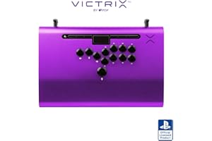 PDP Victrix Pro FS-12 ESports Playstation Fight Stick All Button Arcade Controller for PS5, PS4, PC, 12-Button Sanwa Denshi, Ergonomic Detachable Joystick, Tournament Grade for Fighting Games (Purple)