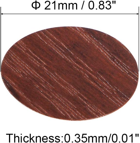 sourcing map Screw Hole Covers Stickers Textured Plastic Self Adhesive Stickers for Wood Furniture Cabinet Shelve Plate 21mm Dia 108pcs in 2Sheet Red Walnut - Image 5