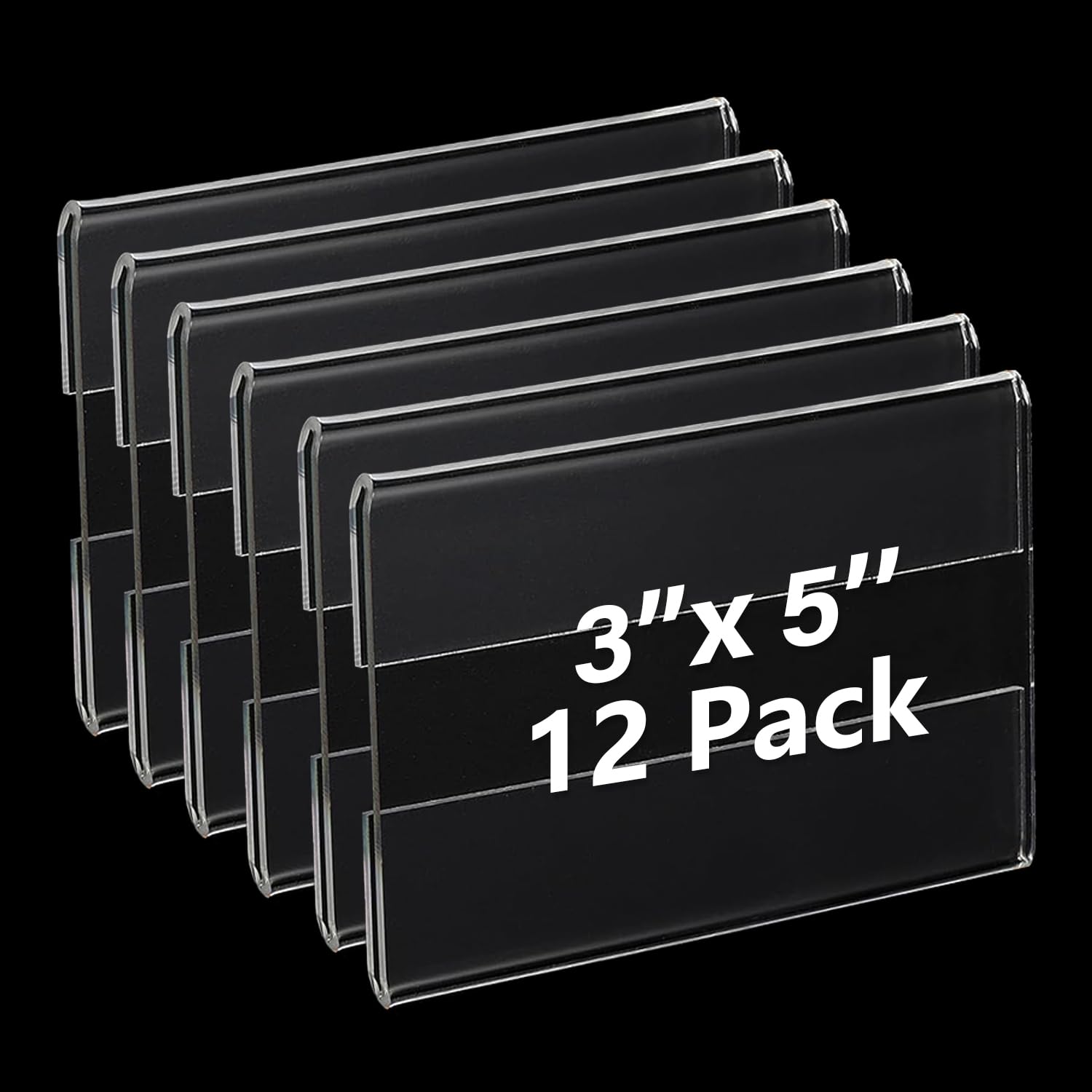 Photo 1 of Ayuanb 12 Pack Wall Mount Acrylic Sign Holder 3x5 Inch, Clear Plastic Door Sign Holders, Acrylic Picture Frames with Tape Adhesive, Floating Hanging Poster Holder for Office, Store, Restaurant