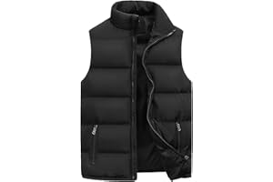 Mens Puffer Vest Zip up Quilted Outerwear Stand Collar Padded Vest Winter Puffy Coats Lightweight Casual Sleeveless Jacket