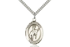 Bonyak Jewelry St. Sebastian - Rodeo Hand-Crafted Oval Medal Pendant in Sterling Silver