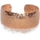 A Jeweler Hammered Pure Copper Bangle Bracelet, 1 Inch Wide Solid Uncoated Copper Cuff, Adjustable Unisex Design, Handcrafted Jewelry