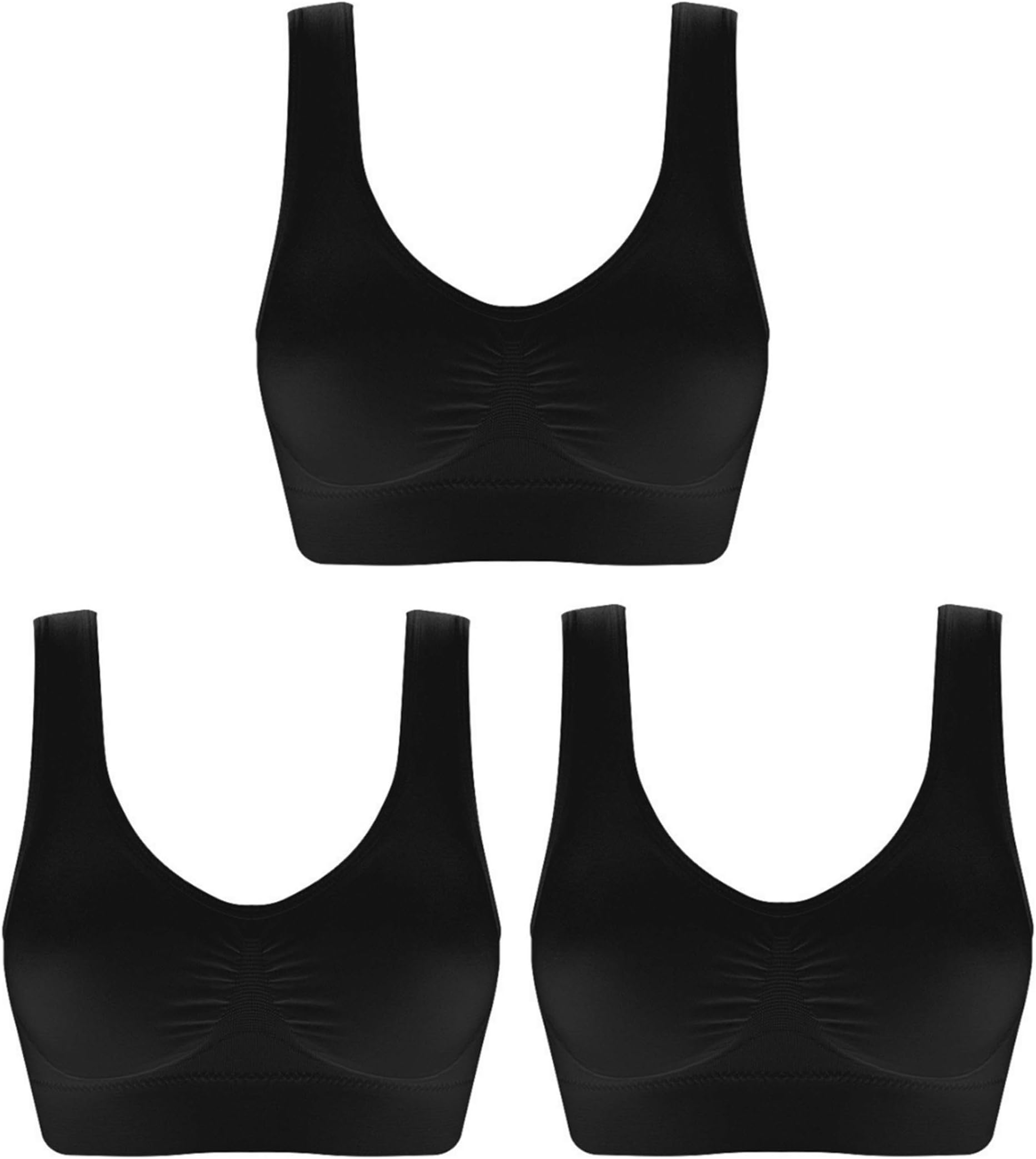 3 Pack of Simply Ultra Comfort Seamless Sport Style Bra with Removable Pads